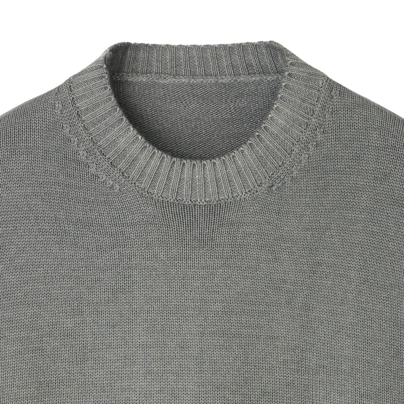 ESLATO Tintura Freddo イタリア製スノー加工ウールニット クルー