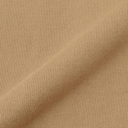 イタリア製 長袖クルーネックコットンニット キャメル