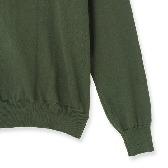 イタリア製 長袖クルーネックコットンニット アーミー