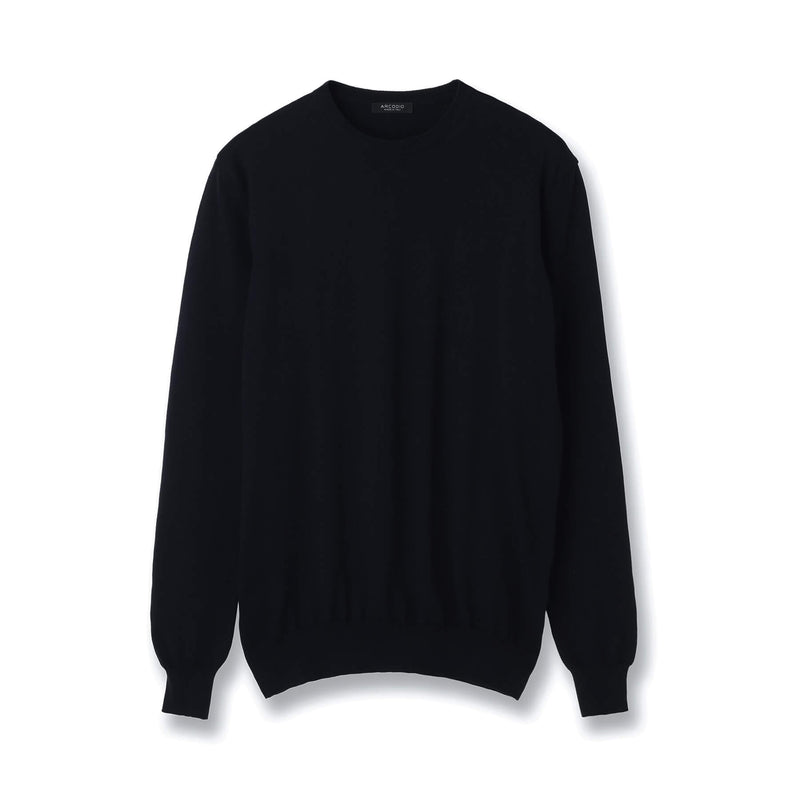 イタリア製コットンニット 長袖クルーネック ネイビー – MINIMAL WARDROBE