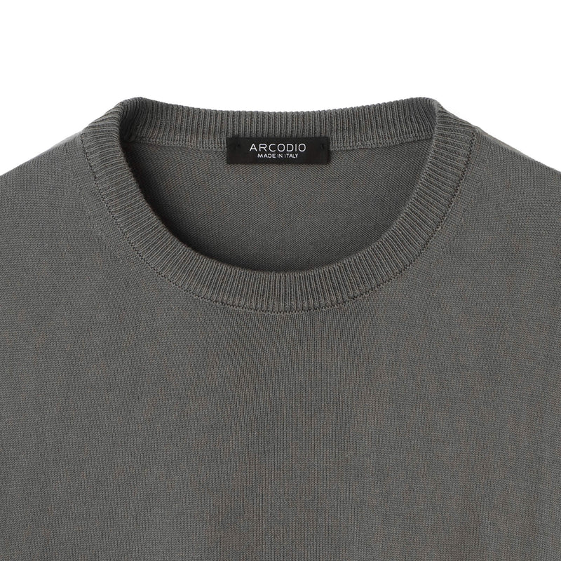 イタリア製コットンニット 長袖クルーネック グレー – MINIMAL WARDROBE