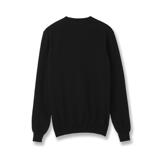 イタリア製 長袖クルーネックコットンニット ブラック