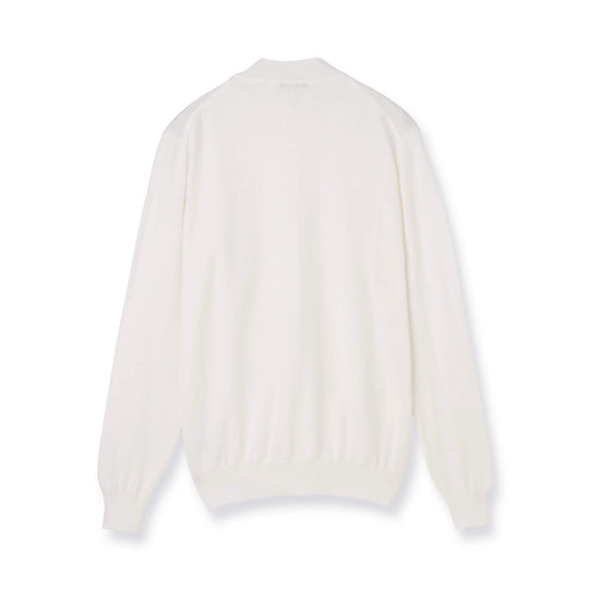 イタリア製 長袖モックネックコットンニット ホワイト