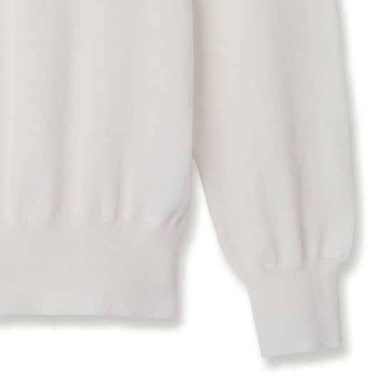 イタリア製 長袖モックネックコットンニット ホワイト
