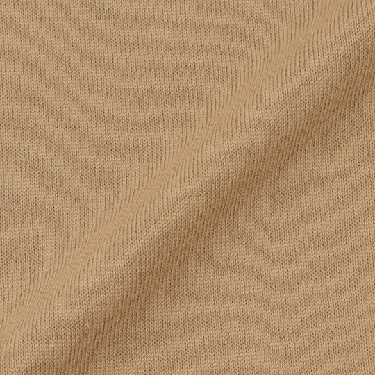 イタリア製 長袖モックネックコットンニット キャメル