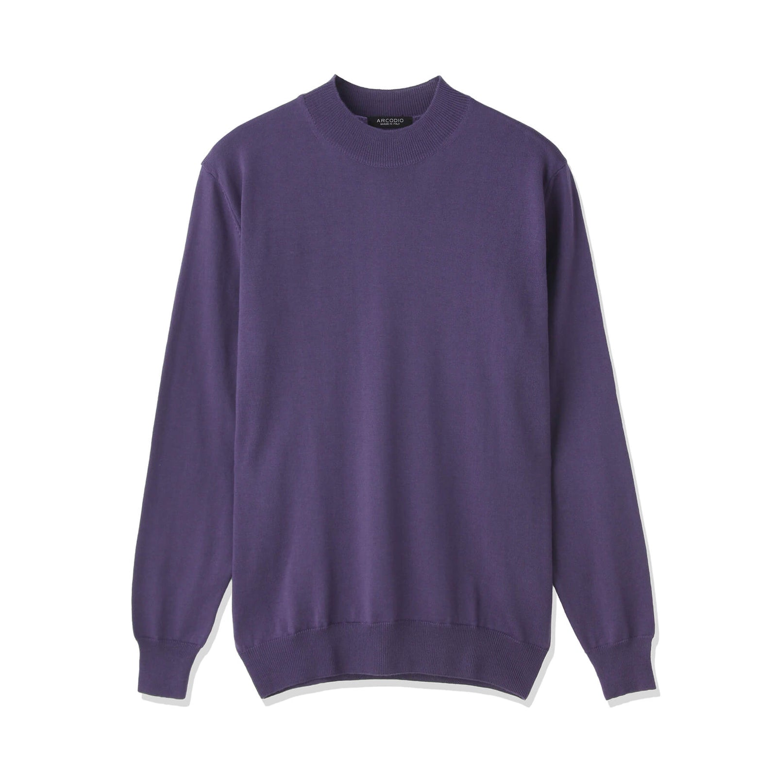 イタリア製メリノウールニット モックネック 干場別注色 パープル