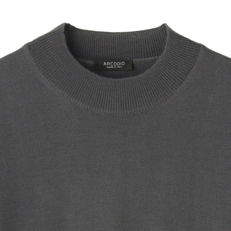 イタリア製メリノウールニット モックネック 干場別注色 グレー