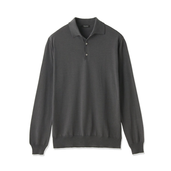 イタリア製メリノウールニット ポロ 干場別注色 グレー