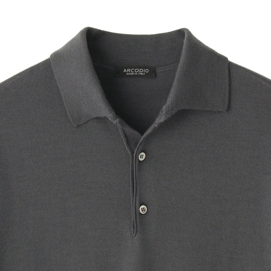 イタリア製メリノウールニット ポロ 干場別注色 グレー