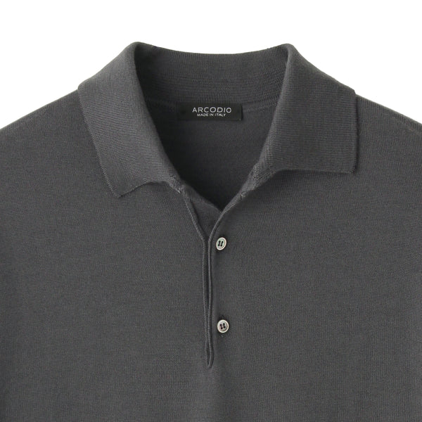 イタリア製メリノウールニット ポロ 干場別注色 グレー