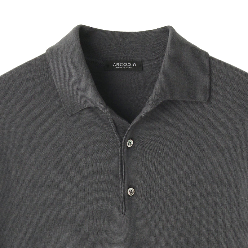 イタリア製メリノウールニット ポロ 干場別注色 グレー