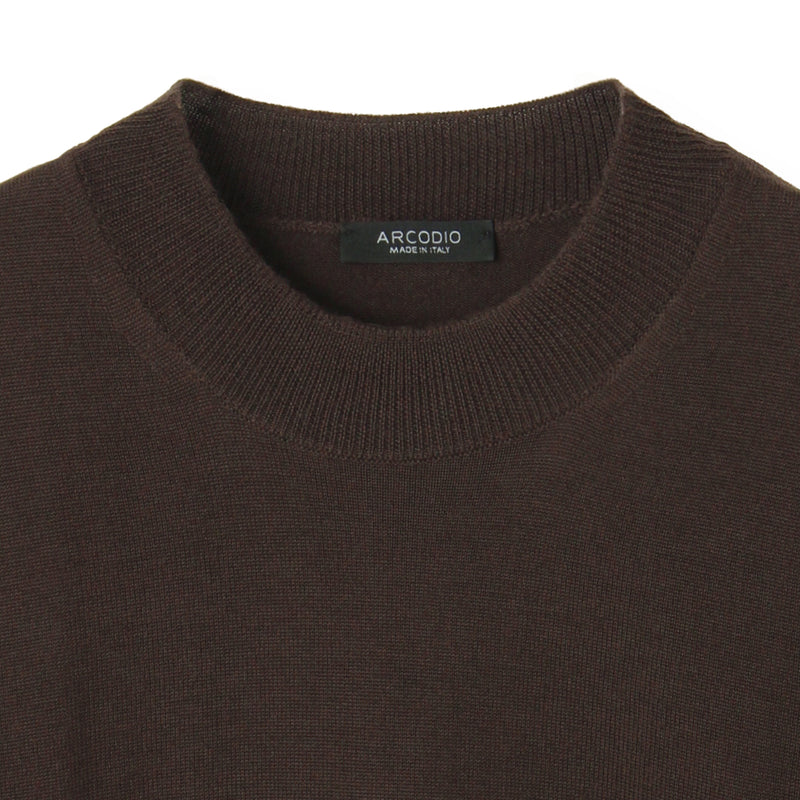 イタリア製メリノウールニット モックネック ブラウン – MINIMAL WARDROBE