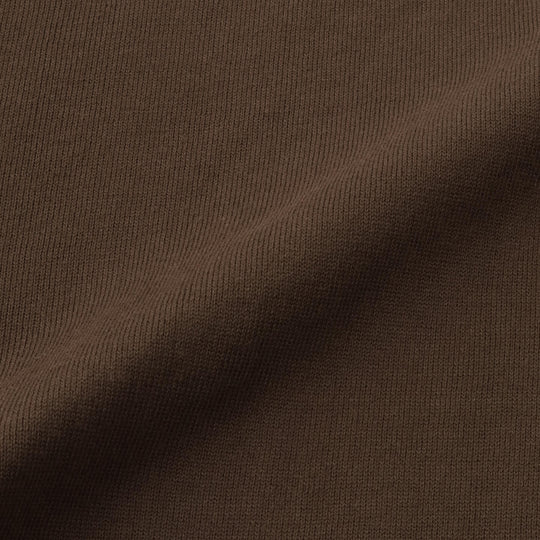 イタリア製 長袖クルーネックコットンニット ブラウン