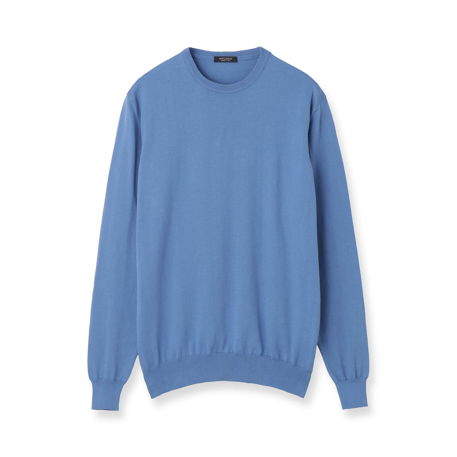 イタリア製コットンニット 長袖クルーネック スカイブルー – MINIMAL