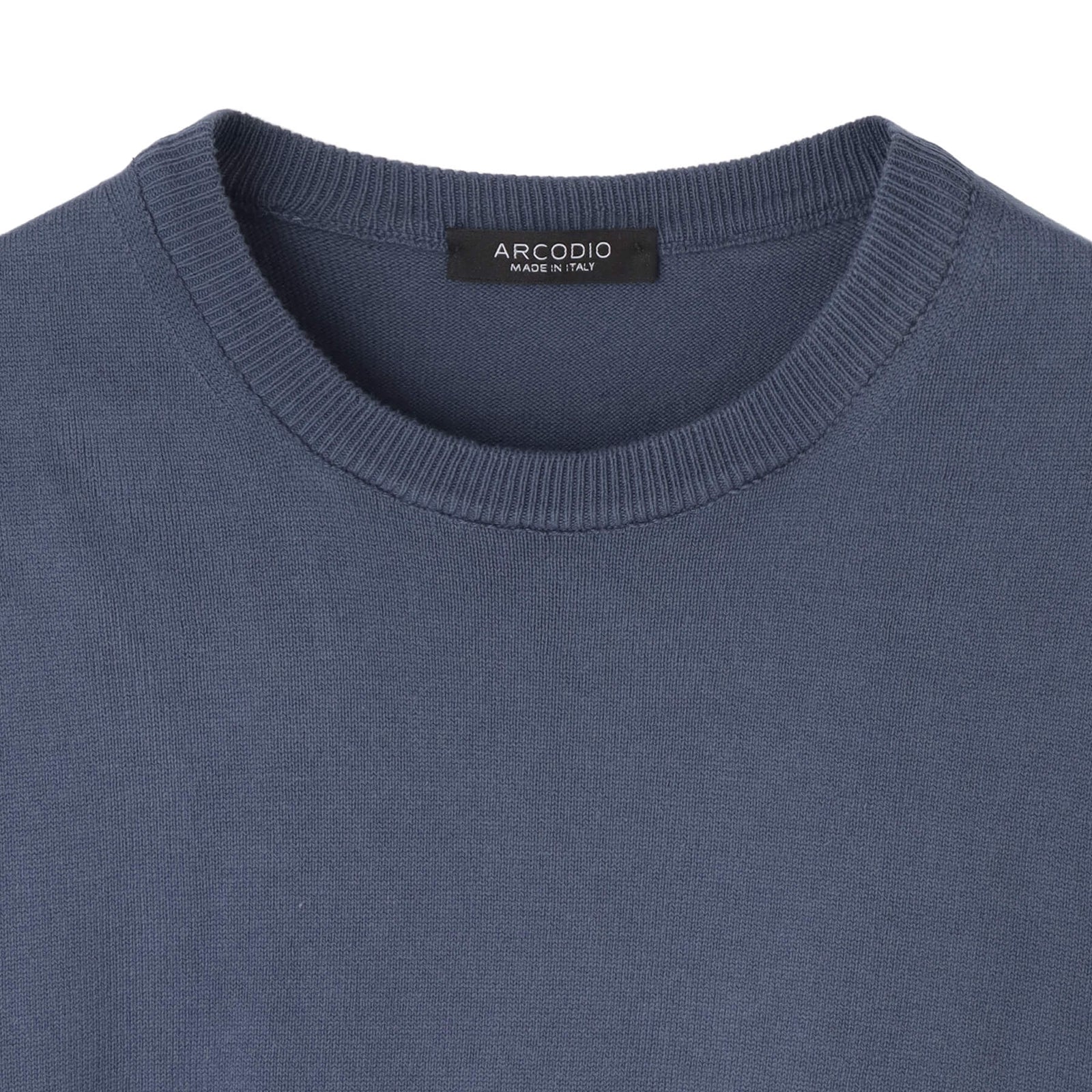 イタリア製コットンニット 長袖クルーネック ブルーグレー – MINIMAL