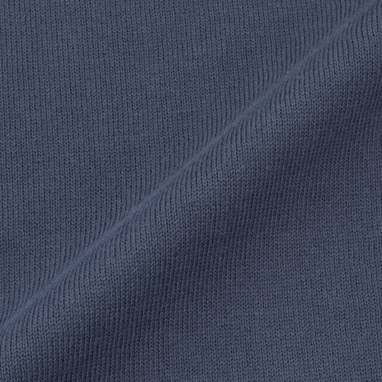 イタリア製 長袖クルーネックコットンニット ブルーグレー