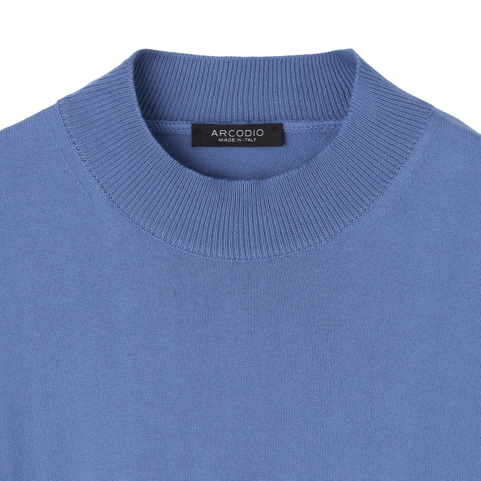 イタリア製コットンニット 長袖モックネック スカイブルー – MINIMAL