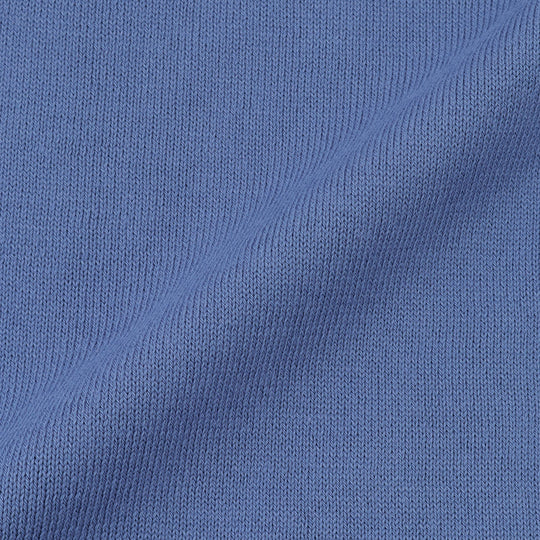イタリア製 長袖モックネックコットンニット スカイブルー