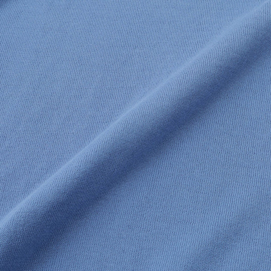 イタリア製 長袖クルーネックコットンニット スカイブルー