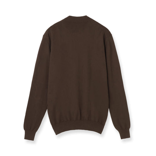 イタリア製 長袖モックネックコットンニット ブラウン