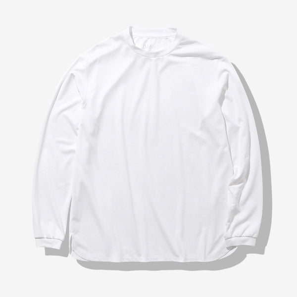 ラウンドヘムロングスリーブTシャツ ホワイト 046_K