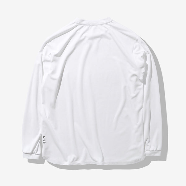 ラウンドヘムロングスリーブTシャツ ホワイト 046_K