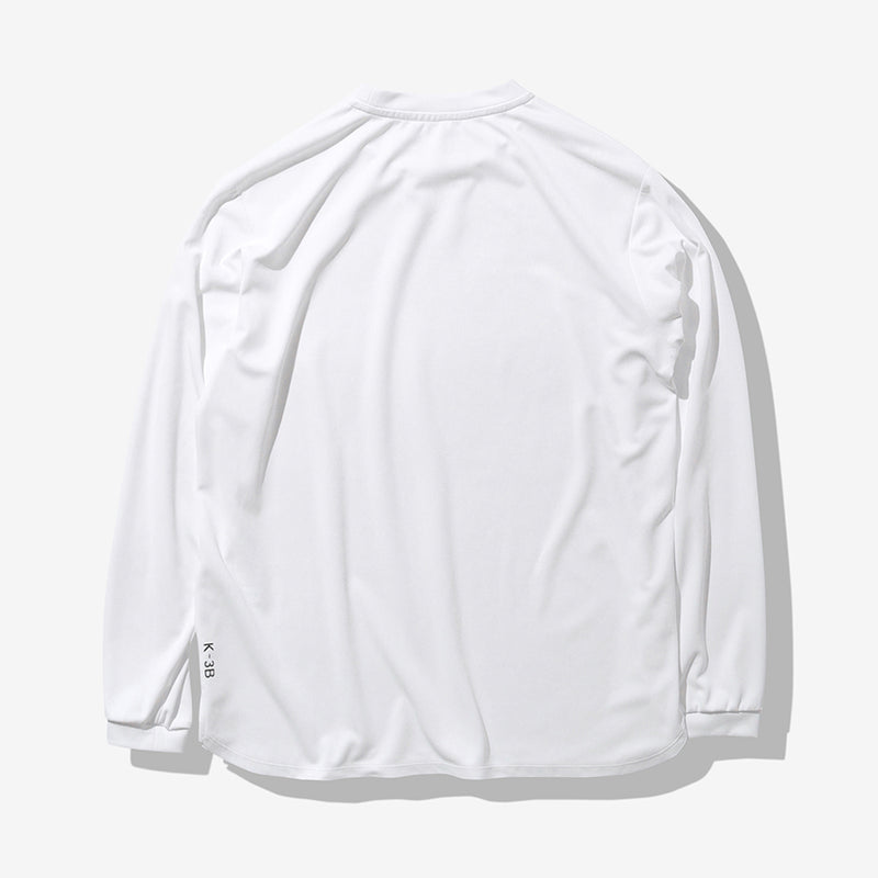 ラウンドヘムロングスリーブTシャツ ホワイト 046_K