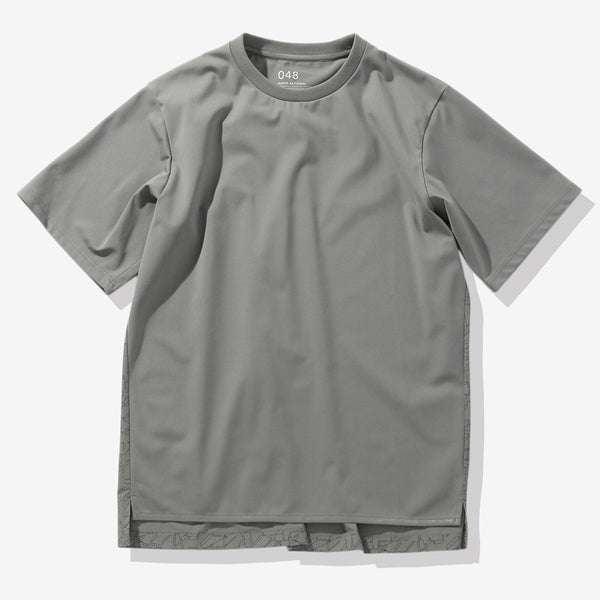 24HR-WEARABLE 異素材コンビTシャツ モスグレー×メトロポリスカモ 048_NA