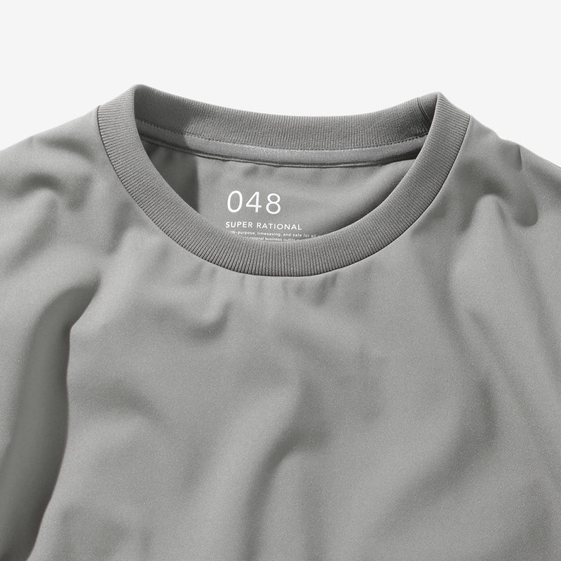 24HR-WEARABLE 異素材コンビTシャツ モスグレー×メトロポリスカモ 048_NA