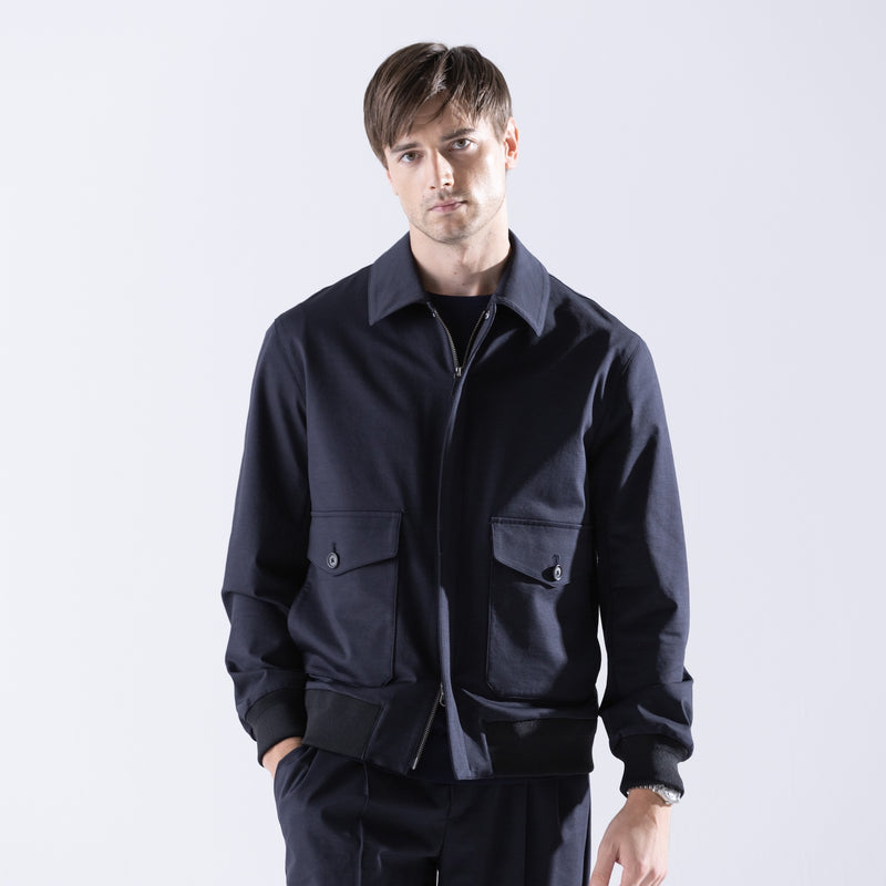 Duplex Cotton Jersey トラベル A-2 フライトジャケット コスモネイビー