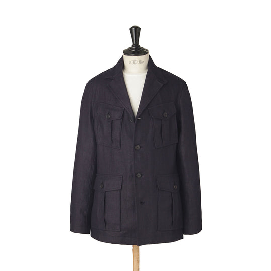 リネン フィールドジャケット ネイビー