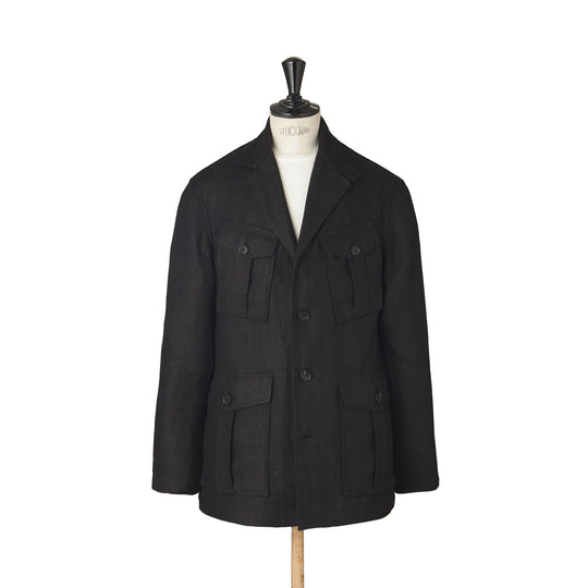 リネン フィールドジャケット ブラック