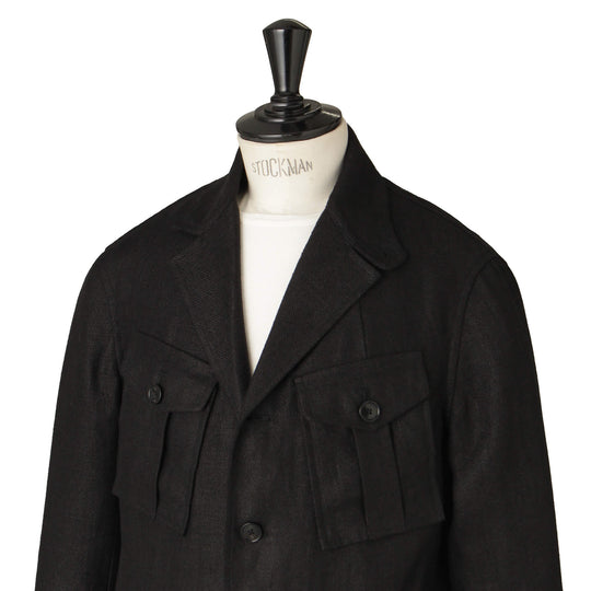 リネン フィールドジャケット ブラック