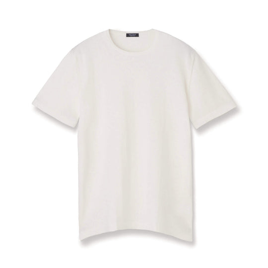 イタリア製 半袖クルーネックコットンニット ホワイト