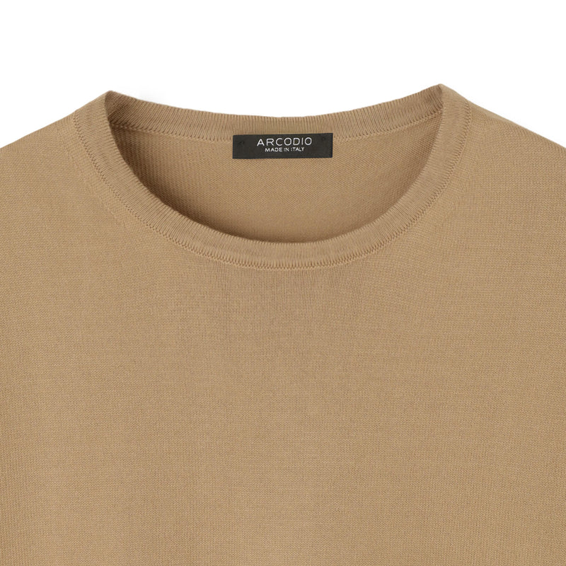 イタリア製コットンニット 半袖クルーネック キャメル – MINIMAL WARDROBE