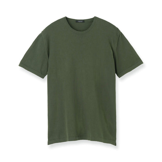 イタリア製コットンニット 半袖クルーネック アーミー