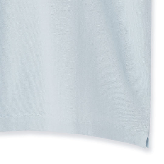 イタリア製 半袖クルーネックコットンニット サックスブルー