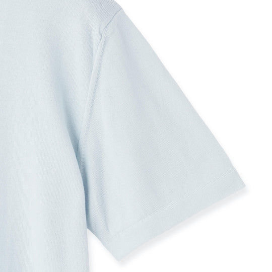 イタリア製 半袖クルーネックコットンニット サックスブルー