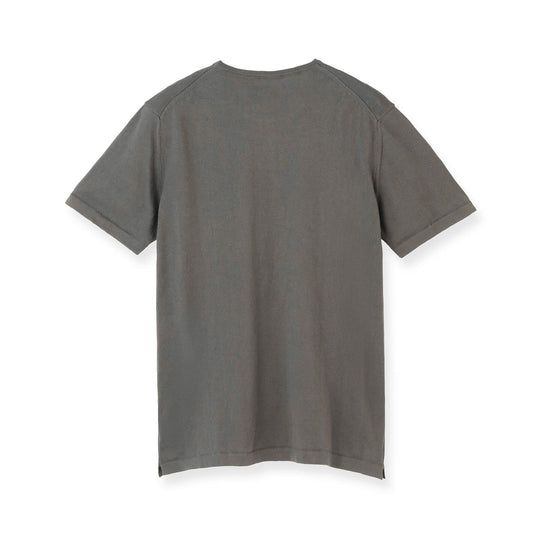 イタリア製 半袖クルーネックコットンニット グレー