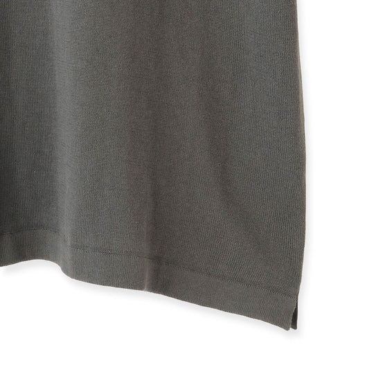 イタリア製 半袖クルーネックコットンニット グレー