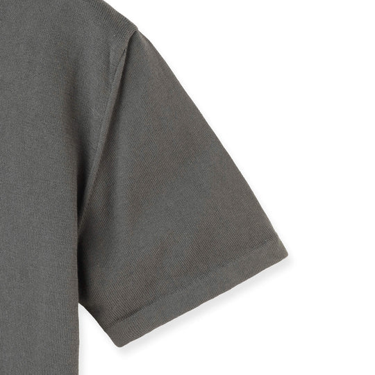 イタリア製 半袖クルーネックコットンニット グレー