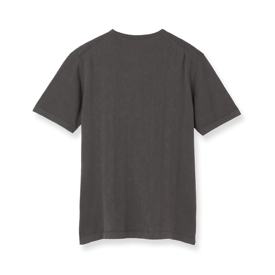 イタリア製コットンニット 半袖クルーネック チャコールグレー