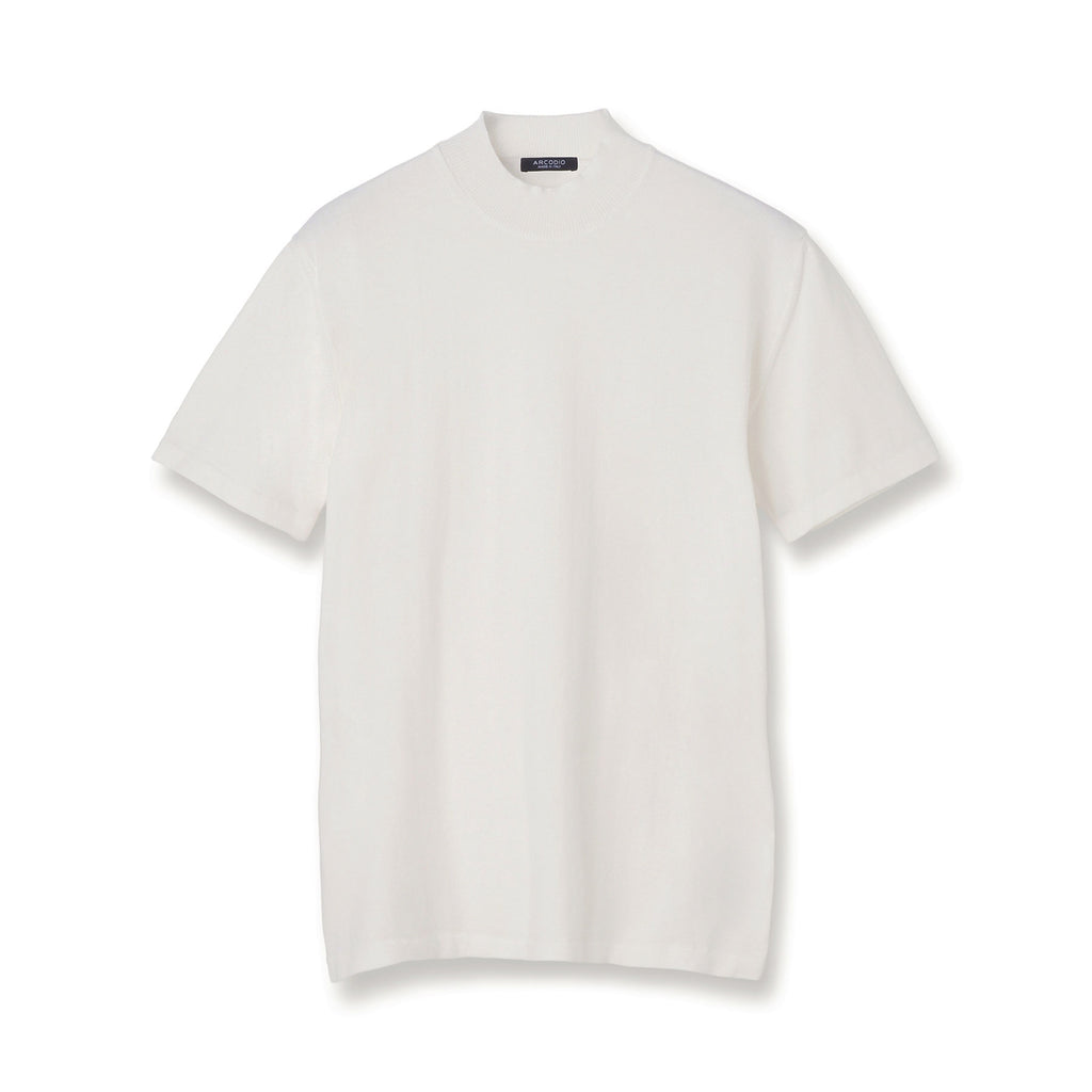 イタリア製コットンニット 半袖モックネック ホワイト – MINIMAL WARDROBE