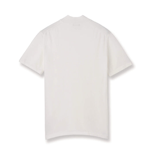 イタリア製 半袖モックネックコットンニット ホワイト