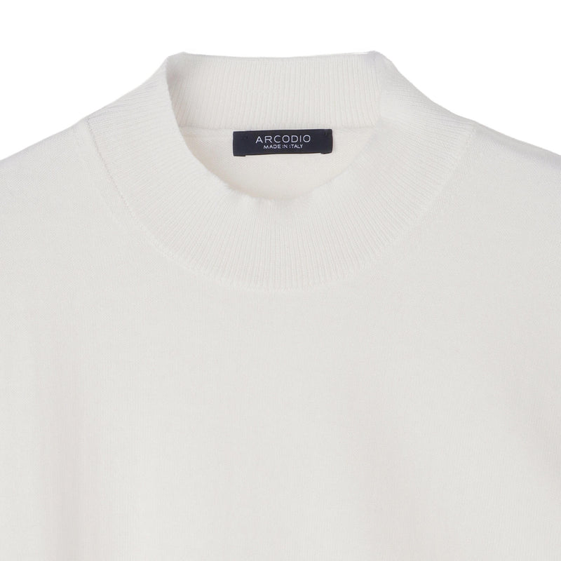 イタリア製コットンニット 半袖モックネック ホワイト – MINIMAL WARDROBE