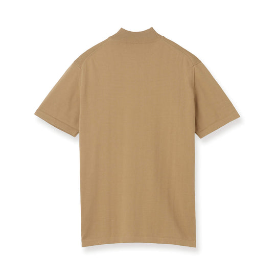 イタリア製 半袖モックネック コットンニット キャメル