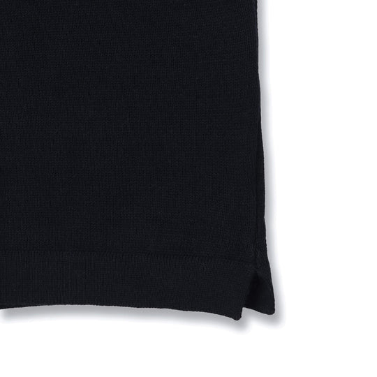 イタリア製 半袖モックネック コットンニット ネイビー