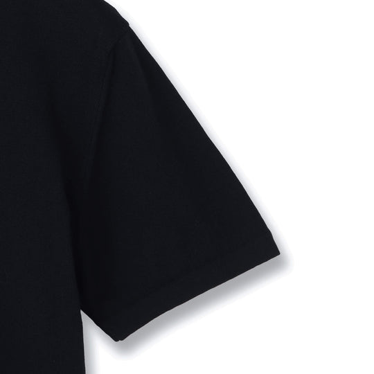 イタリア製 半袖モックネック コットンニット ネイビー