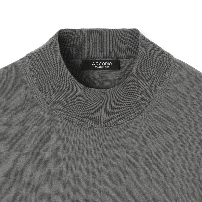 イタリア製コットンニット 半袖モックネック グレー – MINIMAL WARDROBE