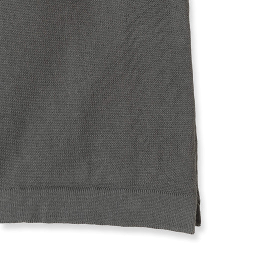 イタリア製 半袖モックネック コットンニット グレー